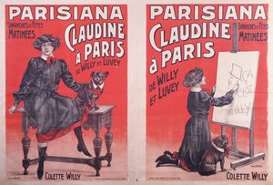 Cartazes de performances de publicidade de Claudine à Paris no Théatre Parisiana, c.1906-7